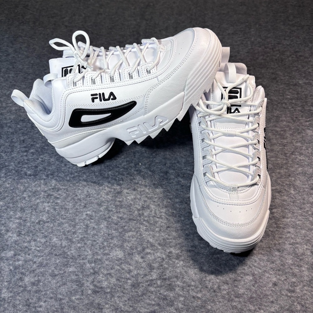 Fila Disruptor II Premium White and Black Sneakers - Picture 7 of 16